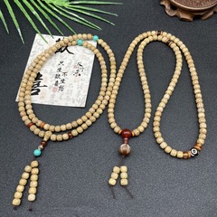 海南原生態鶏油黄108個星月菩提種手串老型桶珠星月陳種仏珠手串
