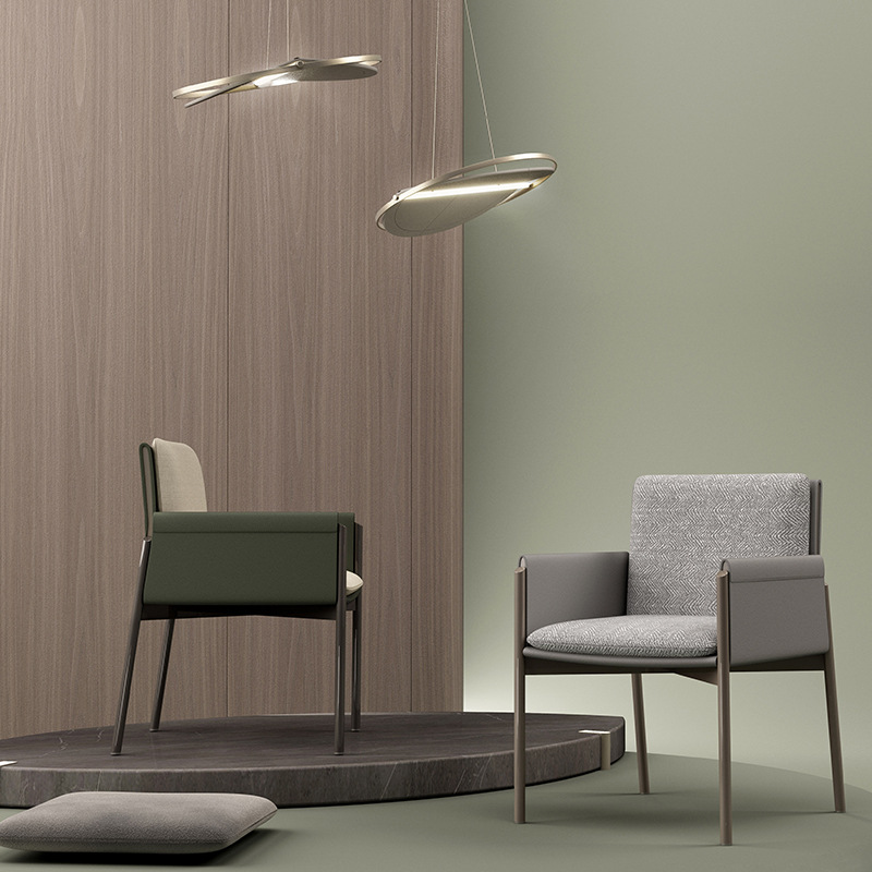 Italian light luxury postmodern minimalist negotiation chair, ultra-fine leather reception chair, designer home use coffee shop negotiation dining chair