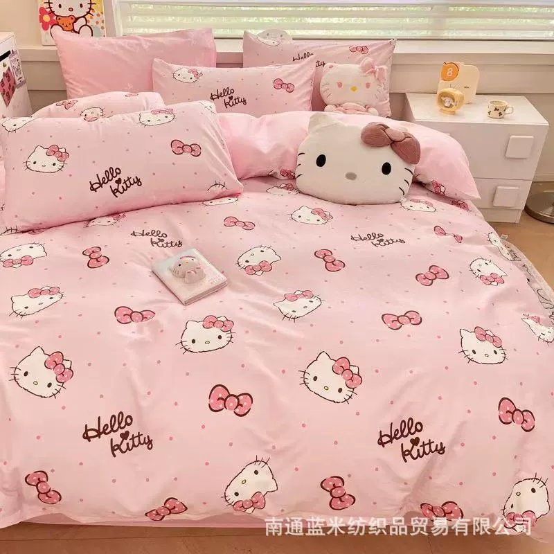 Набор простыней (Hello Kitty) 3–4 предмета, разные принты, размеры 150/180/200/120/150 см