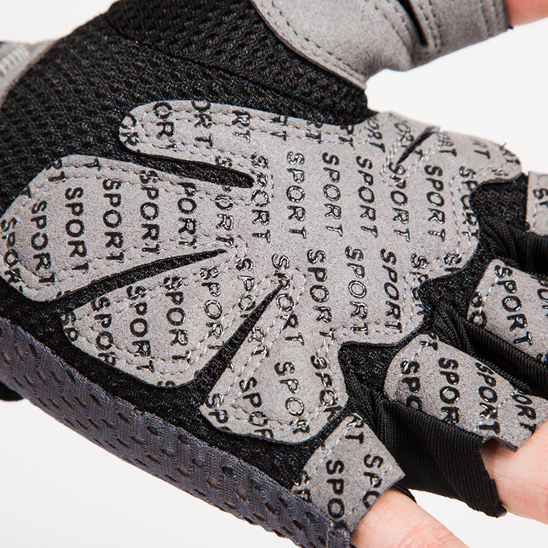 Deportes al aire libre guantes de fitness hombres y mujeres de levantamiento de pesas transpirable antideslizante de silicona medio dedo guantes de montar en bicicleta al por mayor