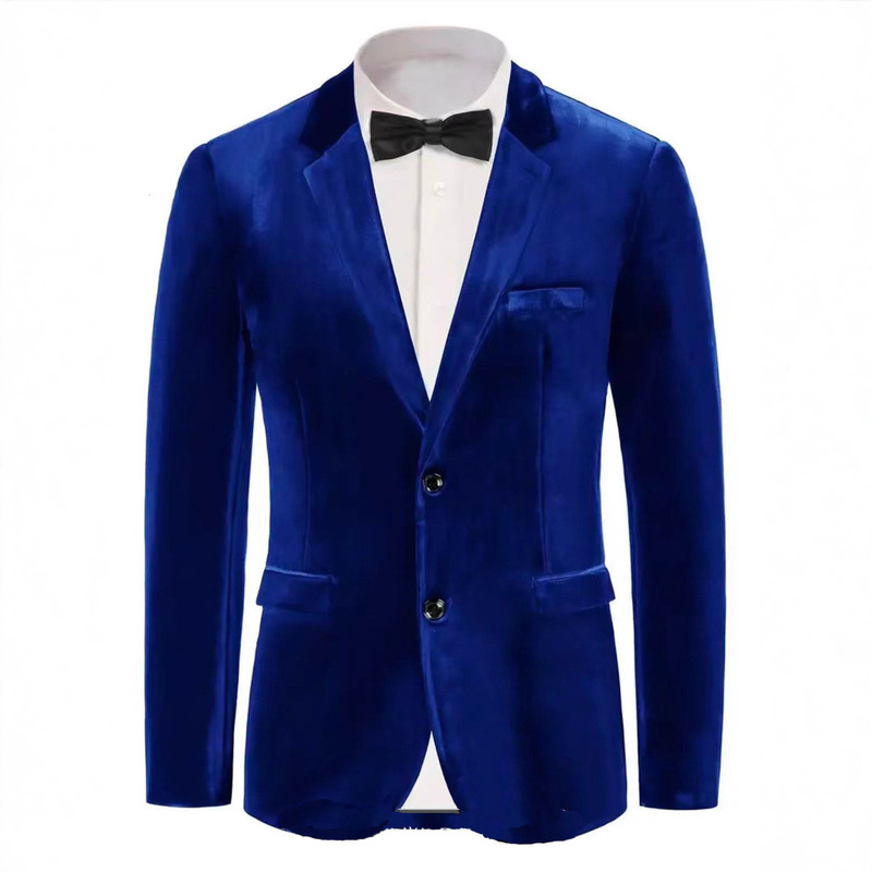 In-Stock Cross-Border 2025 Autumn and Winter New European and American Men's Casual Slim Velvet Blazer Jacket Trendy Small Suit