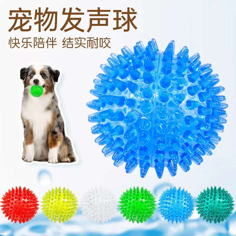 亚马逊发声宠物玩具球刺球按摩球弹力球牙刷球透明磨牙球BB惨叫球