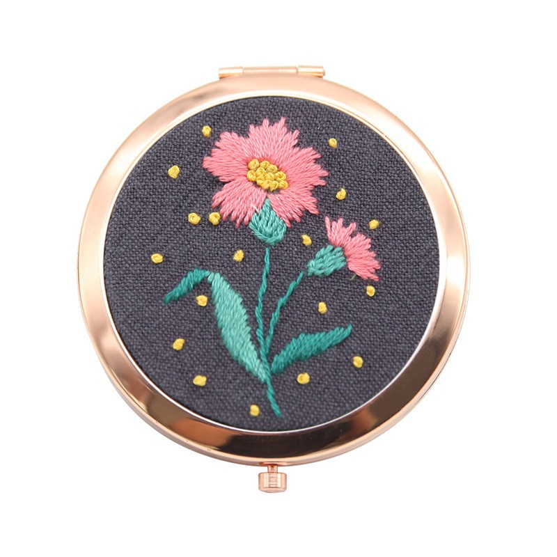 Bordado hecho a mano diy auto-bordado espejo cosmético paquete de material matar el tiempo de tela creativa Lu bordado espejo de mano de doble cara
