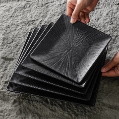 密胺創意正方形黑色盤子燒烤涼菜碟子火鍋店餐具商用日式菜盤仿瓷