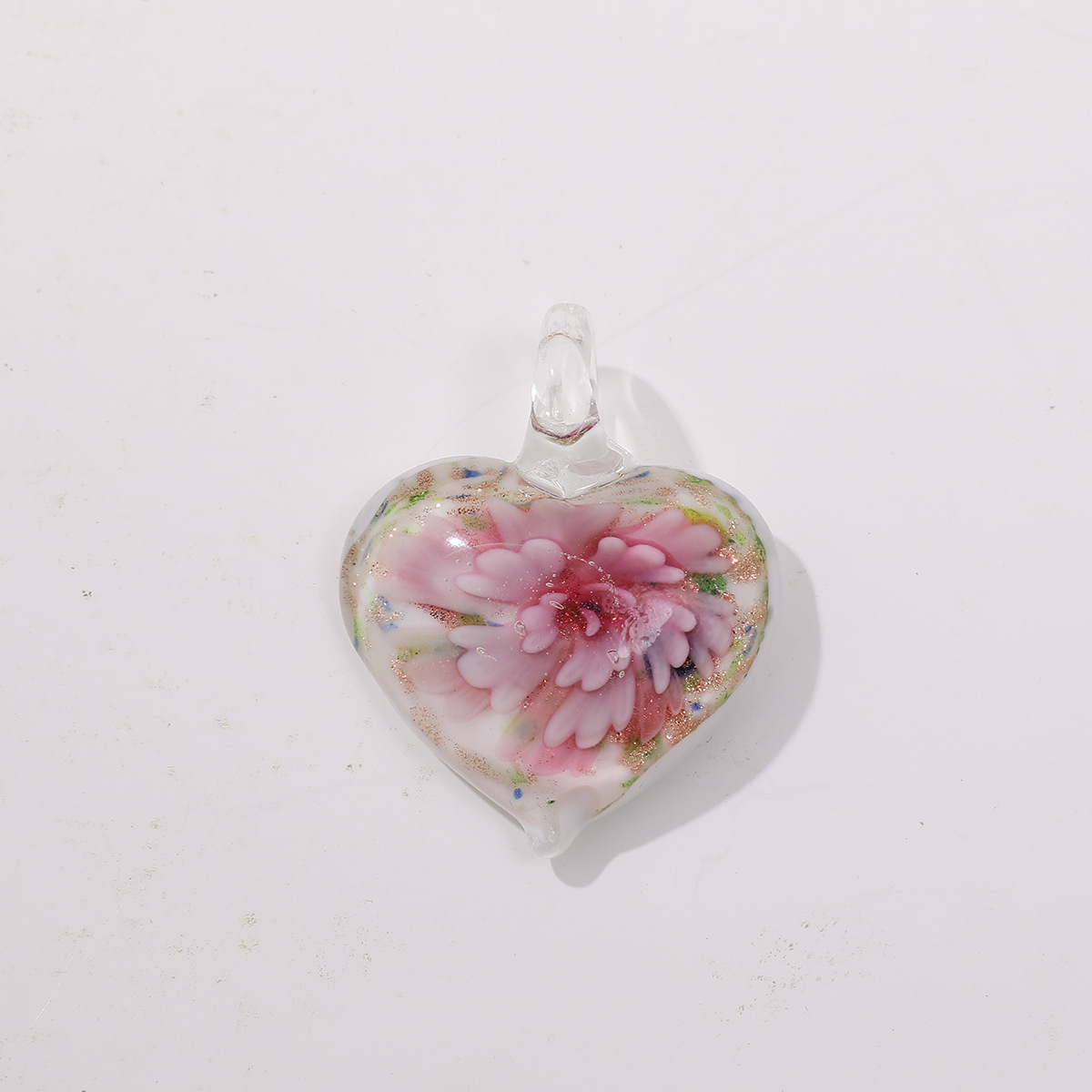 16g Weight Pendant Jewelry Making Type 36*47mm Jewelry Making Size DIY Jewelry Accessories Classification 1 Piece Quantity glass Material Heart Shape, Flower Pattern Simple Style Style 1 Piece 36*47mm Glass Heart Shape Flower Pendant 24