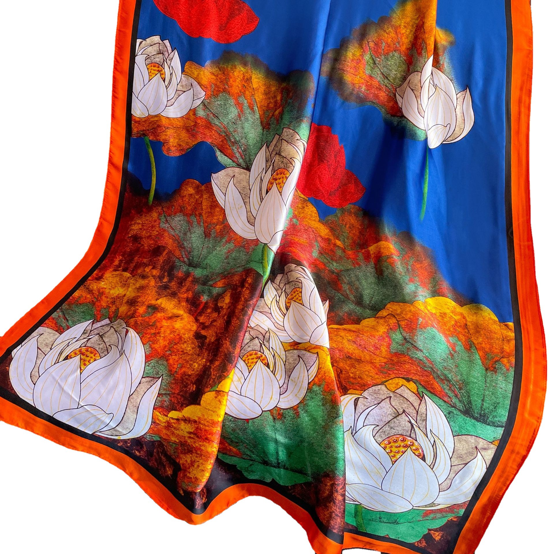 2023 nuevo Lotus impreso bufanda primavera y verano bufanda ligera viaje protector solar playa toalla exterior bufanda