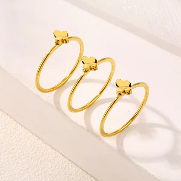 New Mini Double-Layer Small Butterfly Titanium Steel Ring Plated with 18K Gold Niche Design Fashionable Non-Fading Joint Ring for Women