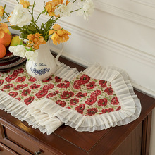 法式蕾丝桌旗餐桌电视柜茶几长条桌布婚礼派对轻奢氛围感浪漫盖巾