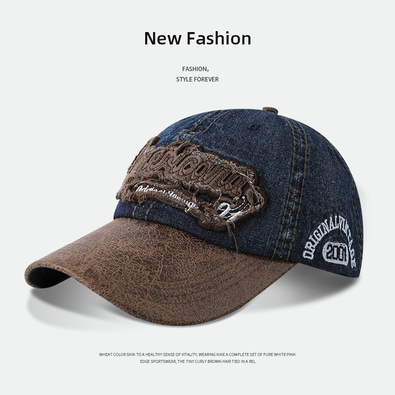 2001 letter baseball cap-denim blue