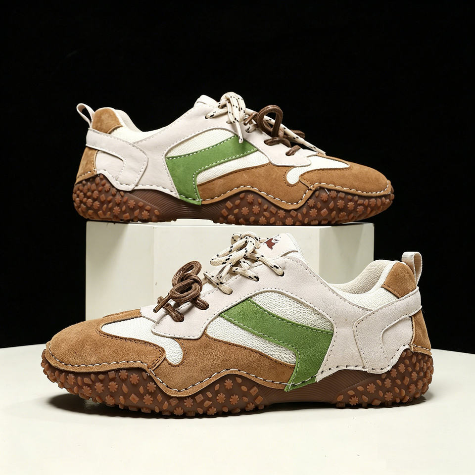 Giày thể thao unisex cỡ lớn da thật mũi tròn, giày sneaker dã ngoại thường ngày — 6885 màu cát, 6885 màu nâu, 6885 màu đỏ rượu, 6886 màu cát chi tiết 19