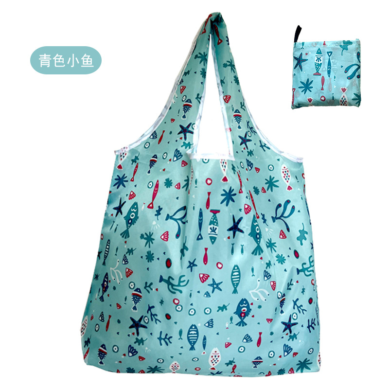 En stock pelo rápido Grande 190T tela de flores bolsa de compras Portátil Bolsa de poliéster bolsa plegable al por mayor bolsa de regalo publicitario