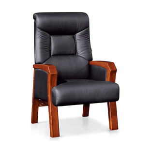 Imported cowhide office chair Chinese solid wood leather conference chair solid four-leg boss chair leather office chair office chair