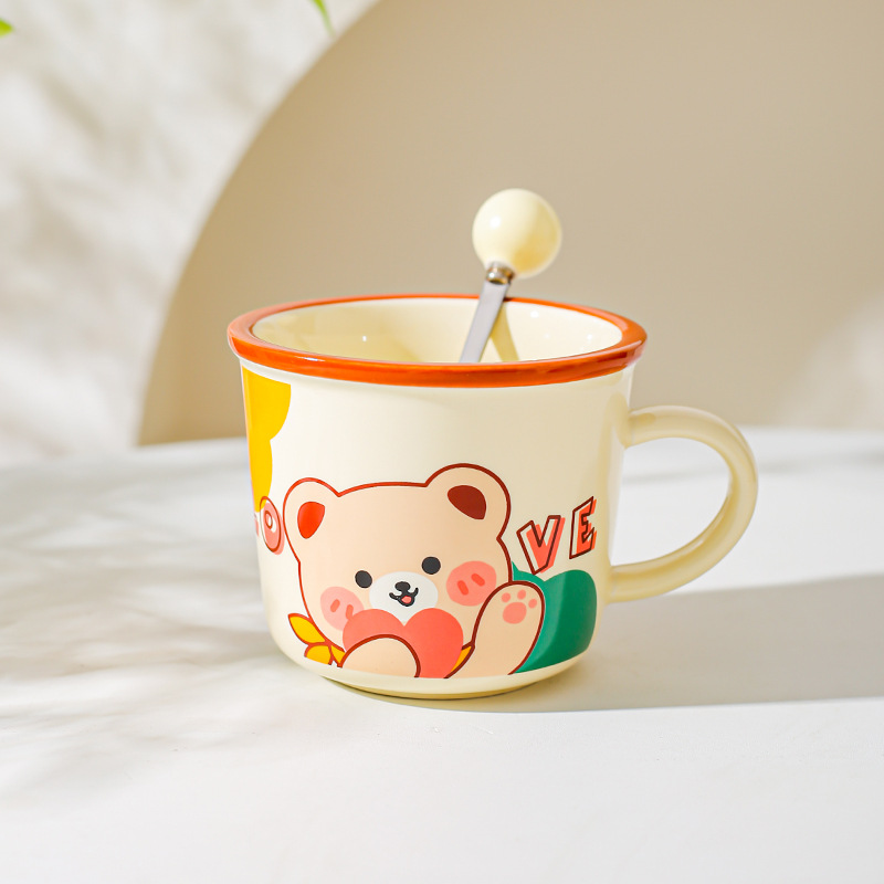 Diseño de nicho de oficina taza de agua, taza de dibujos animados, taza de marcas de animales, taza de desayuno de leche para parejas