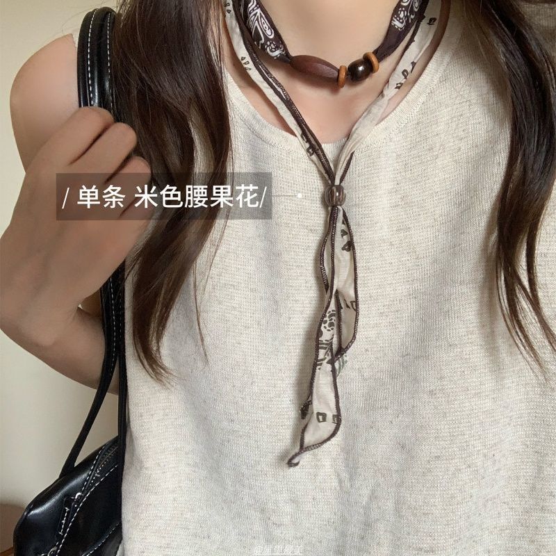 美拉德豹纹印花丝巾项链女2025新款爆款个性毛衣链小众设计感配饰|undefined