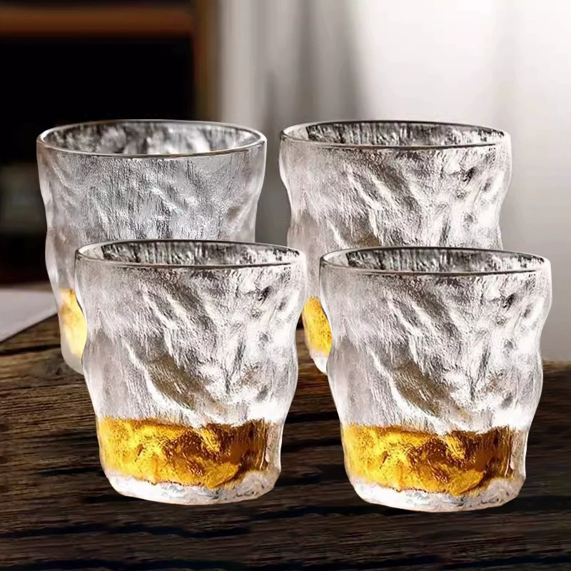 Стеклянный стакан для напитков, вина, шампанского, пива, кофе, бокал для вина с узором "ледник"