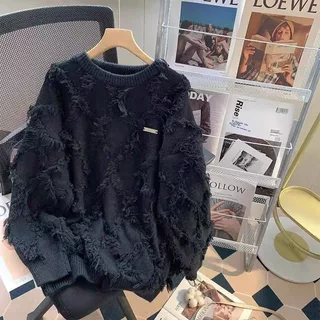 气质优雅时尚高档雪纺衫新款宽松显瘦百搭长袖针织衫上衣男女同款