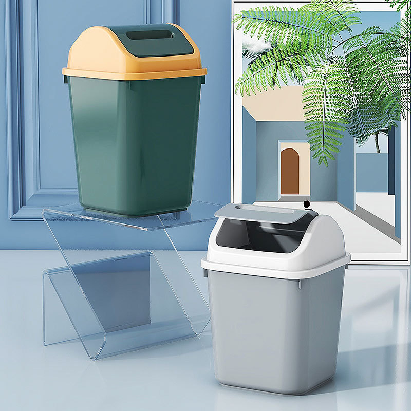Rocking-lid trash can household with lid high-looking Bathroom Kitchen large deodorant flip classification garbage storage