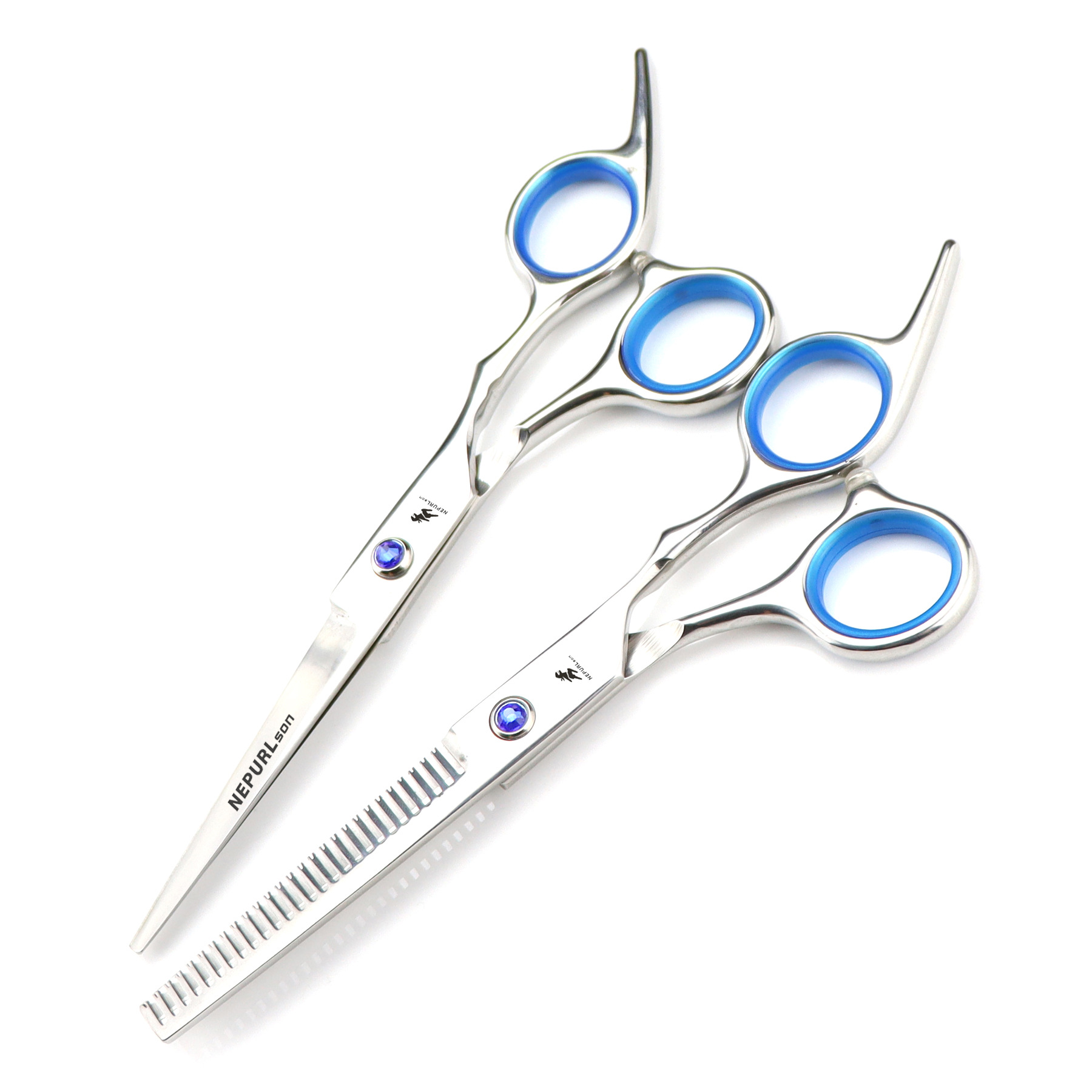 新款宝石奈普森  美发剪刀 平剪 牙剪  蓝宝石 送指圈 6H
