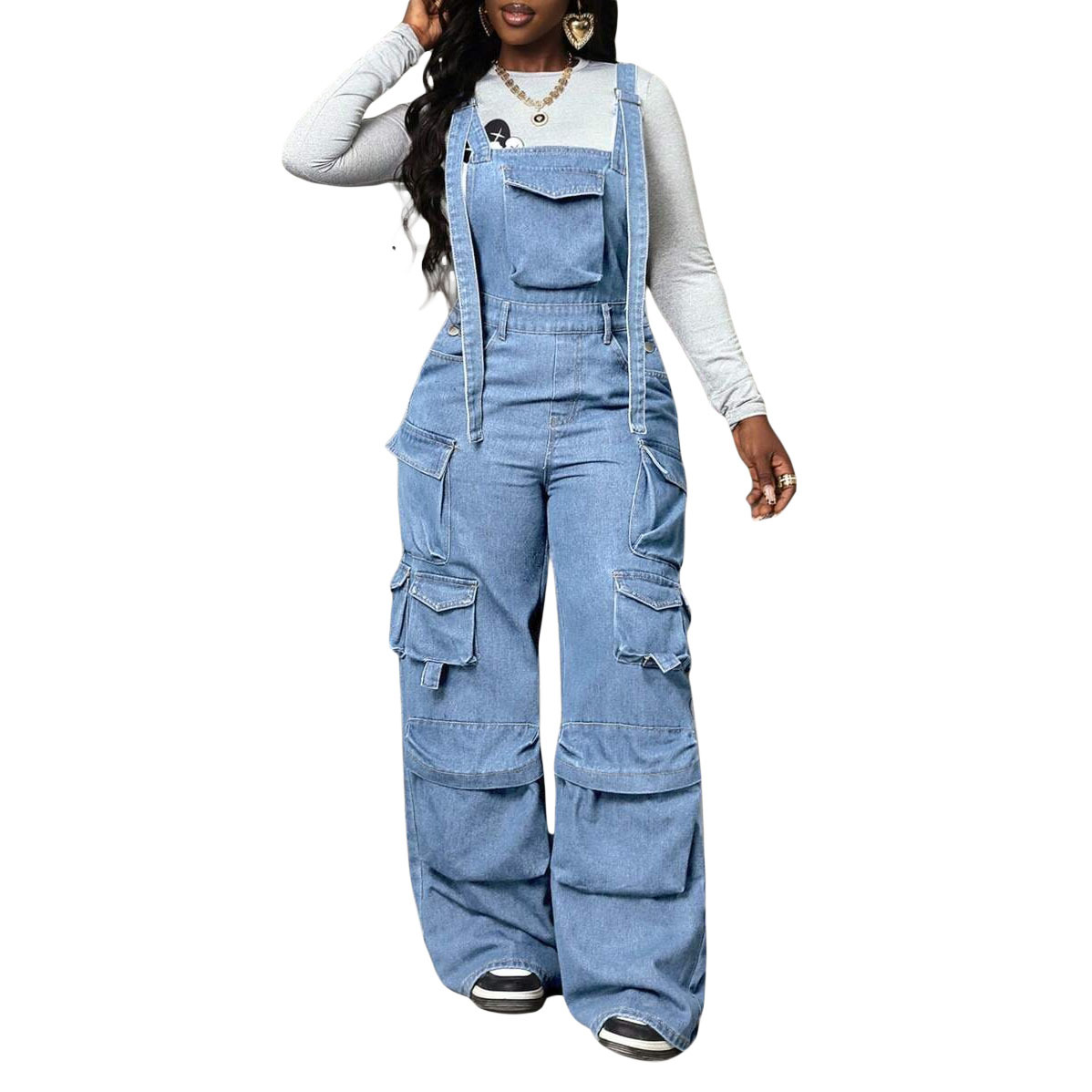 Women's Clothing Versatile Wide Leg Denim Jumpsuit Women's Work Pants Style Overalls For Formal & Casual For Women_ecoleips.com