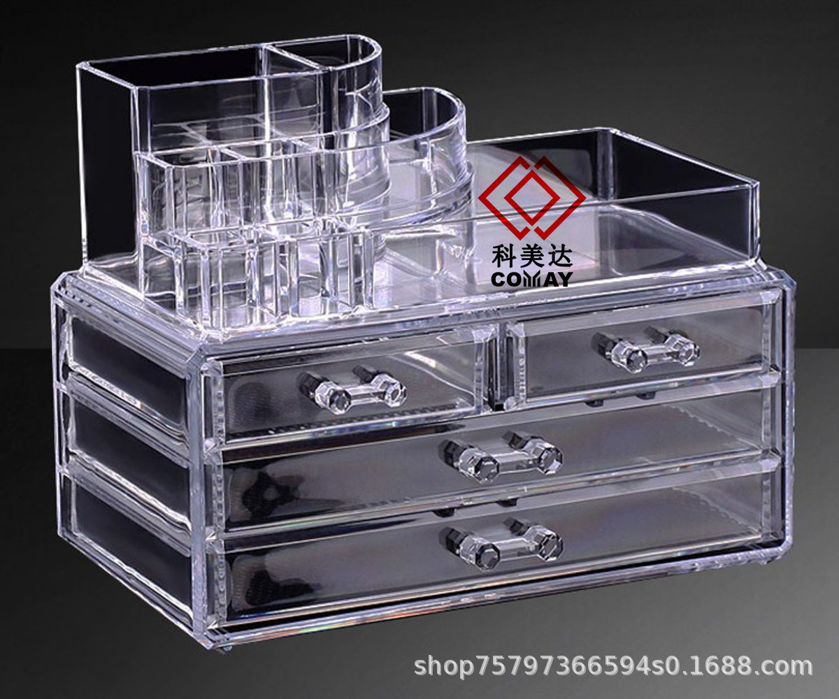 透明亚克力盒子多层抽屉亚克力水缸办公室文具盒置物架亚克力展台