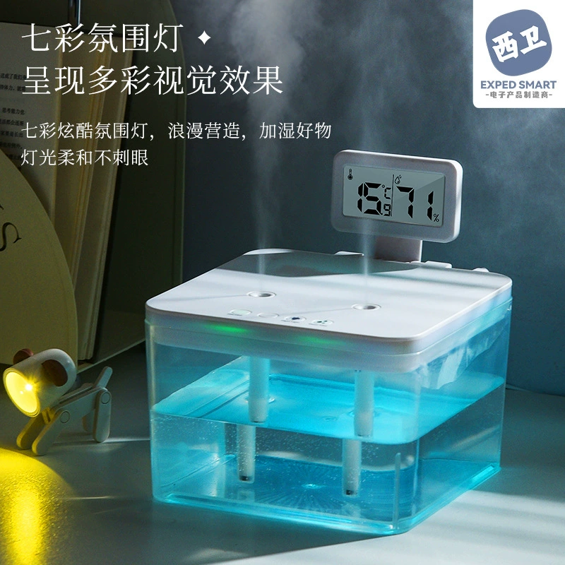 Интеллектуальный увлажнитель 4L большой емкости с двойной распылительной головкой Домашний Настольный увлажнитель температура и влажность красочный атмосферный свет
