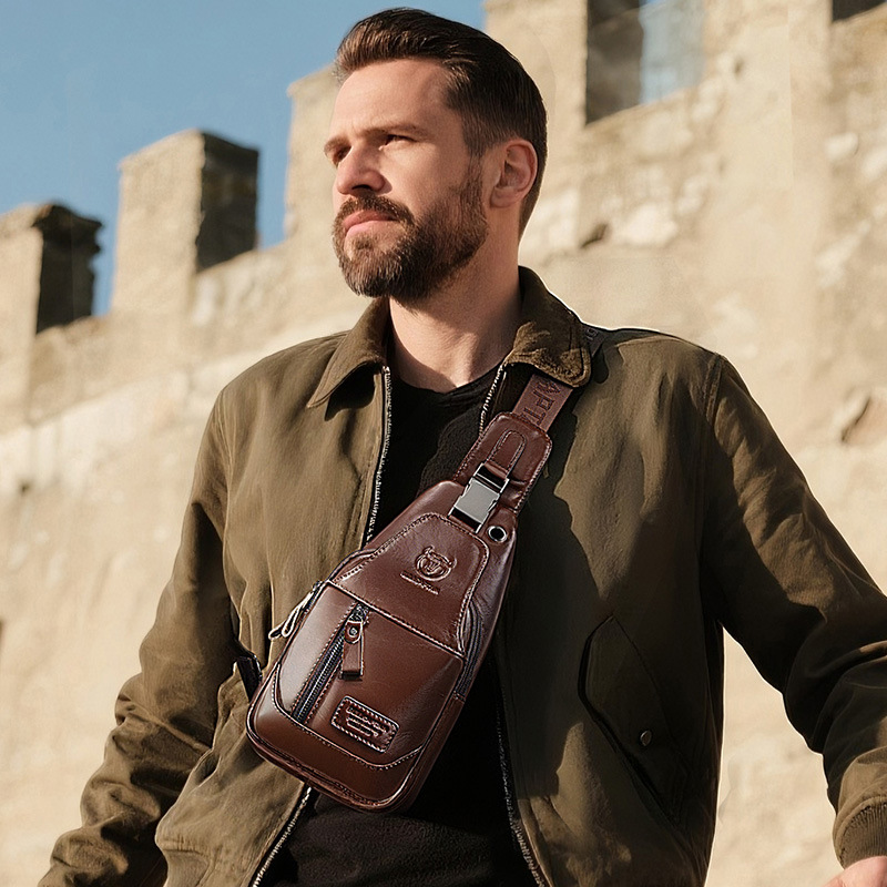 Capitán Niu cuero BULLCAPTAIN primera capa de piel de vaca de cuero de los hombres de hombro crossbody bolso de cuero ocasional al por mayor