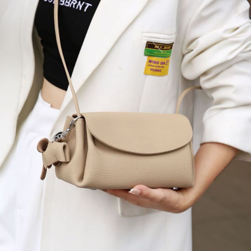 Top Layer Cowhide Women's Bag Fashionable All-match Summer Casual Shoulder Crossbody Bag Shell Bag Three-layer Leather Elephant Bag