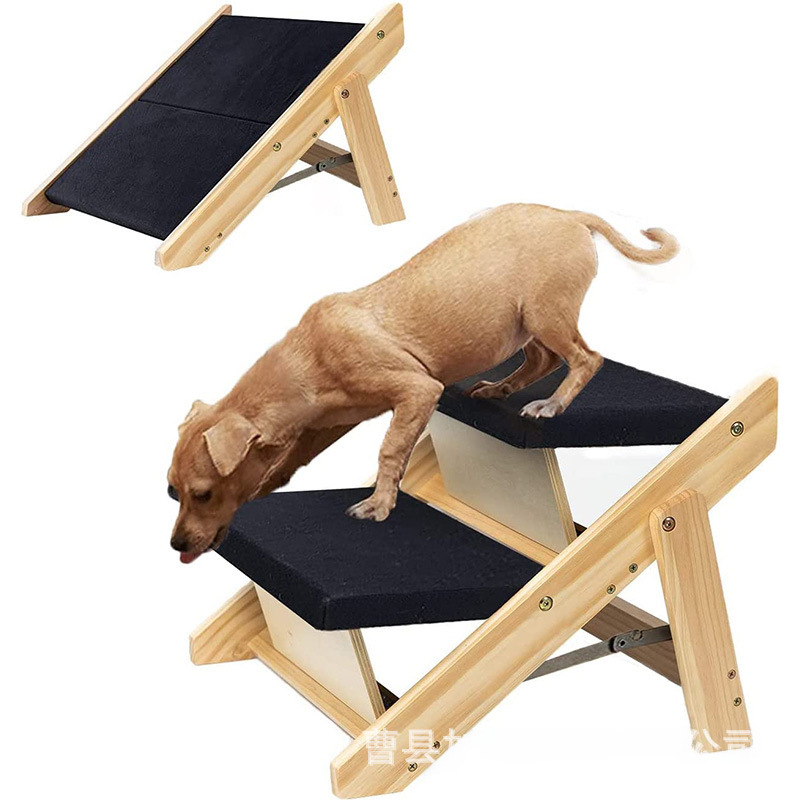 Bamboo pet climbing Creative bamboo wood dog staircase can fold the…