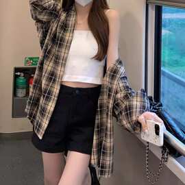 格子衬衫外套女春秋2026新款夏季薄款设计感小众长袖上衣防晒衬衣