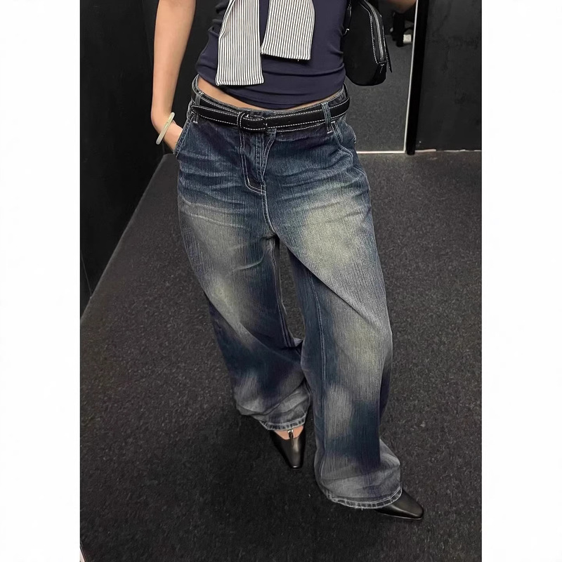 Aliexpress Hot-Selling Retro Wide-Leg Jeans for Women, Loose High-Waisted Slim-Fit Casual Straight-Leg Pants, Fashionable Aliexpress Hot-Selling Retro Wide-Leg Jeans for Women, Loose High-Waisted Slim-Fit Casual Straight-Leg Pants, Fashionable