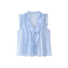 跨境速卖通爆款女装外贸批发新款ZR现货宽松叠层装饰垂性上衣