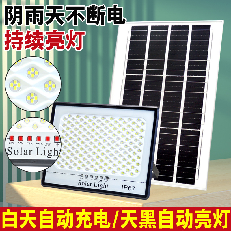 Nueva estrellado hogar solar Luz de inundación al aire libre de alta potencia jardín luz LED reflector impermeable