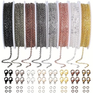 Factory Direct Sales 2*3mm Cross Flat Chain with 6*4 Open Ring 302 Lobster Clasp DIY Jewelry Accessories Chain