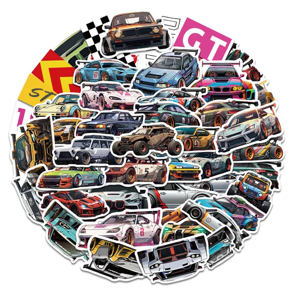 50 art sports car stickers cartoon racing personalized creative decoration motorcycle car mobile phone water cup stickers