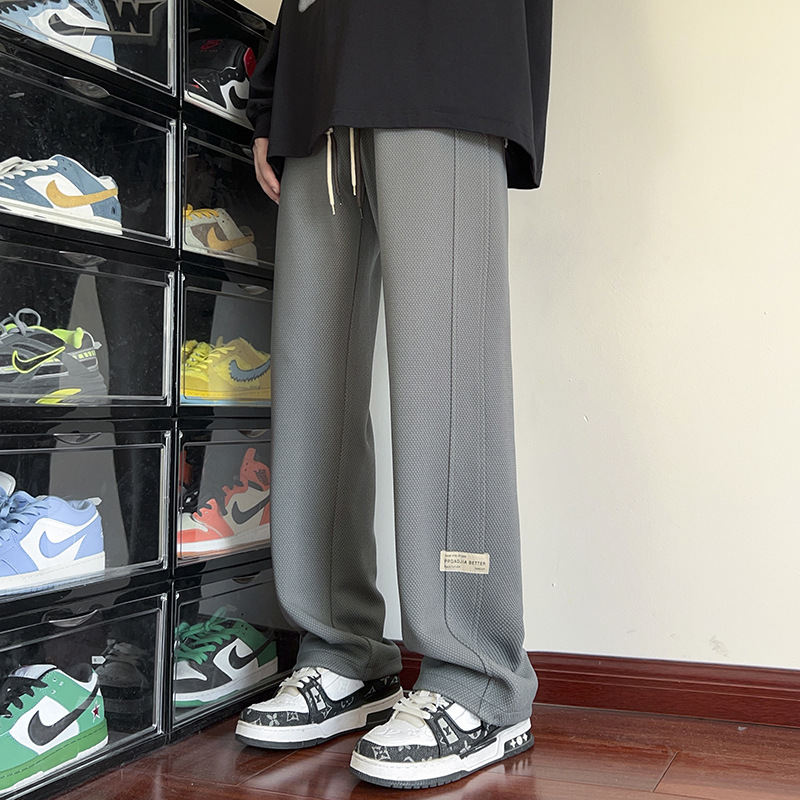 Estilo japonés de gran tamaño pantalones blancos de los hombres de primavera americana retro suelta Pantalones anchos de pierna trapeador drapeado pantalones Casuales