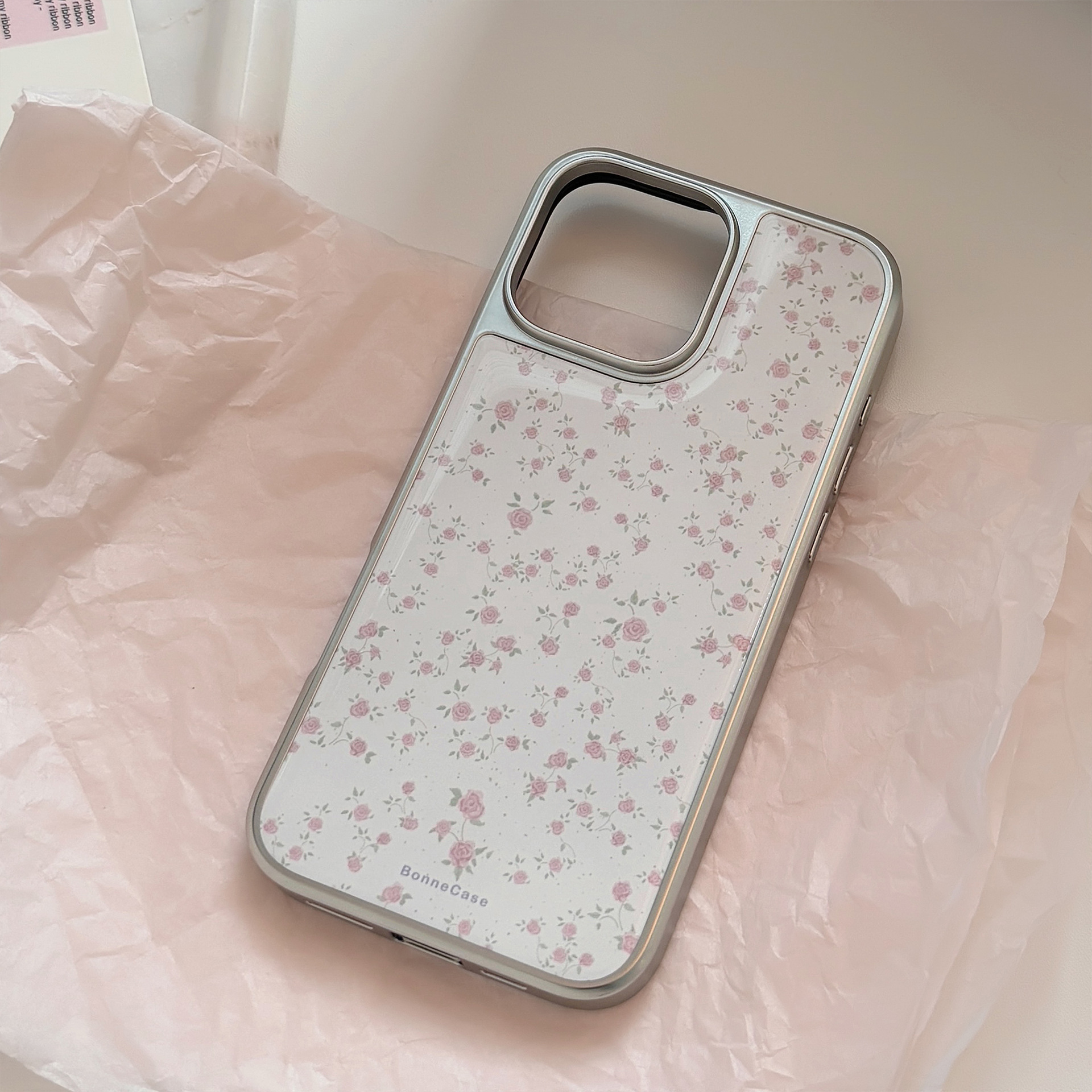 Funda para Teléfono con Diseño Floral de Rosas Rosadas, Apta para Apple 15 Pro Max, iPhone 16, Resina 17, Galvanoplastia 14, Estilo Coreano, Huawei