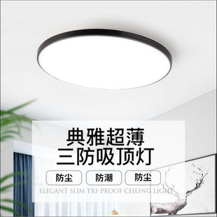LED Ceiling Light LED Three-proof Ceiling Light Round Bedroom Light Moisture-proof Dustproof Insect-proof Simple Ultra-thin Black Edge