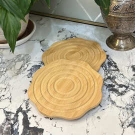 直销橡胶木杯垫创意家用花朵形状隔热杯垫 实木咖啡杯垫BSCI认证