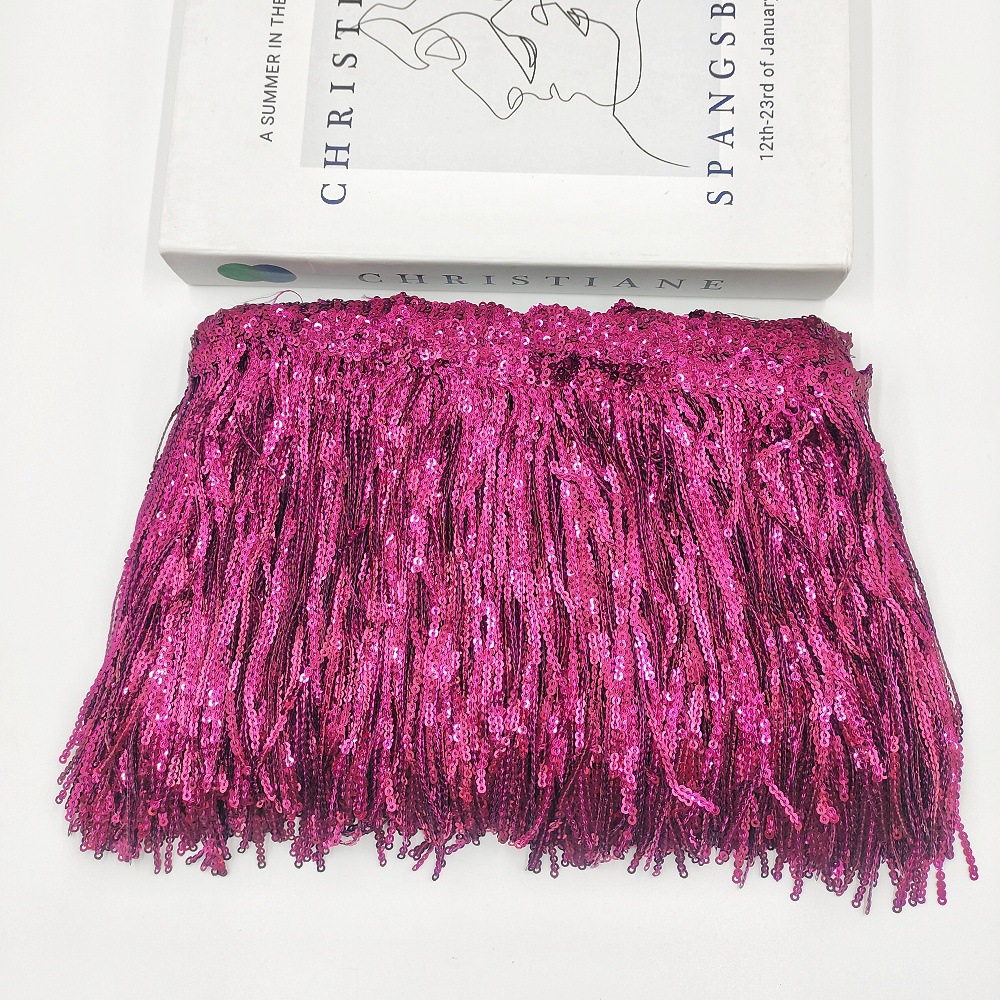 Accesorios de Encaje con Flecos de Lentejuelas Bordadas con Borde de Pico de Montaña de 17 cm y 35 Colores para Disfraces de Danza Latina, Zapatos y Bolsos