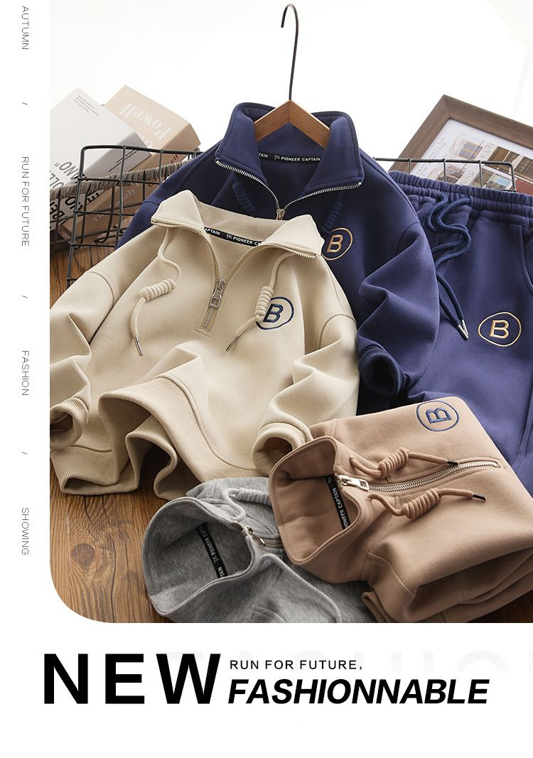 Nuova collezione autunno inverno per ragazzi di eleganti felpe con cappuccio, set da due pezzi, top, pantaloni, tuta sportiva per ragazzi di taglia media e grande 2024_voghion.com