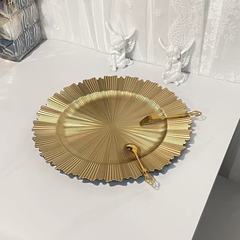 European imitation ceramic wedding hotel party hot stamping edge craft decoration plastic fruit plate gold sparkling high-end style