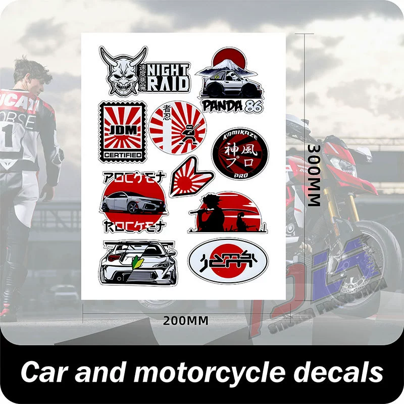 Подходят для персонализированной анимации JDM, наклейки для украшения кузова автомобиля, наклейки для украшения мотоцикла, модные декоративные наклейки в стиле мультфильм