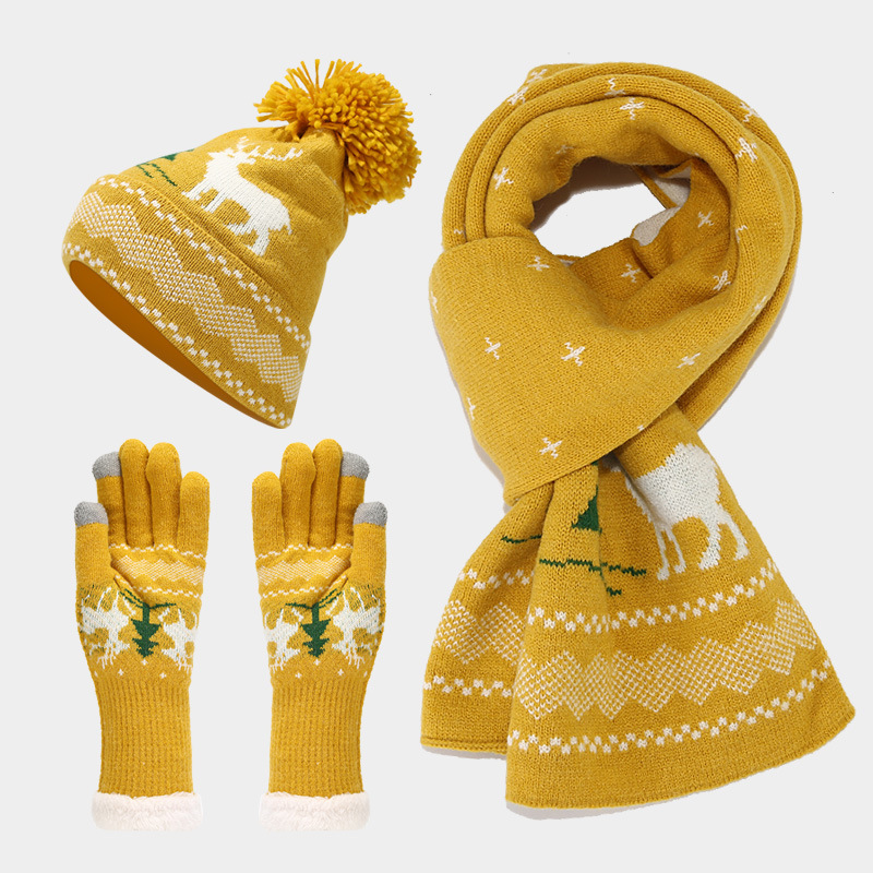 Women's Elegant Basic Simple Style Printing Acrylic Scarf Hat Gloves 3 Pieces Set display picture 2