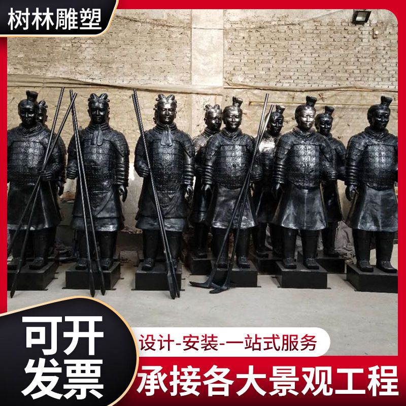 骑马将军古代仿真兵马俑铜雕塑双层铜车马 兵马俑工艺品