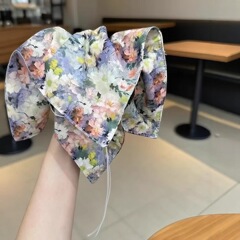 韩版新款油画风方巾马尾抓夹高级感2025新款复古发夹旅行发饰女