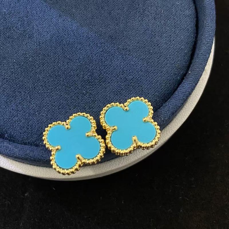厚镀高版本18Kv金四叶草耳钉玫瑰金金色耳环女红玉髓厂家直播供应|undefined