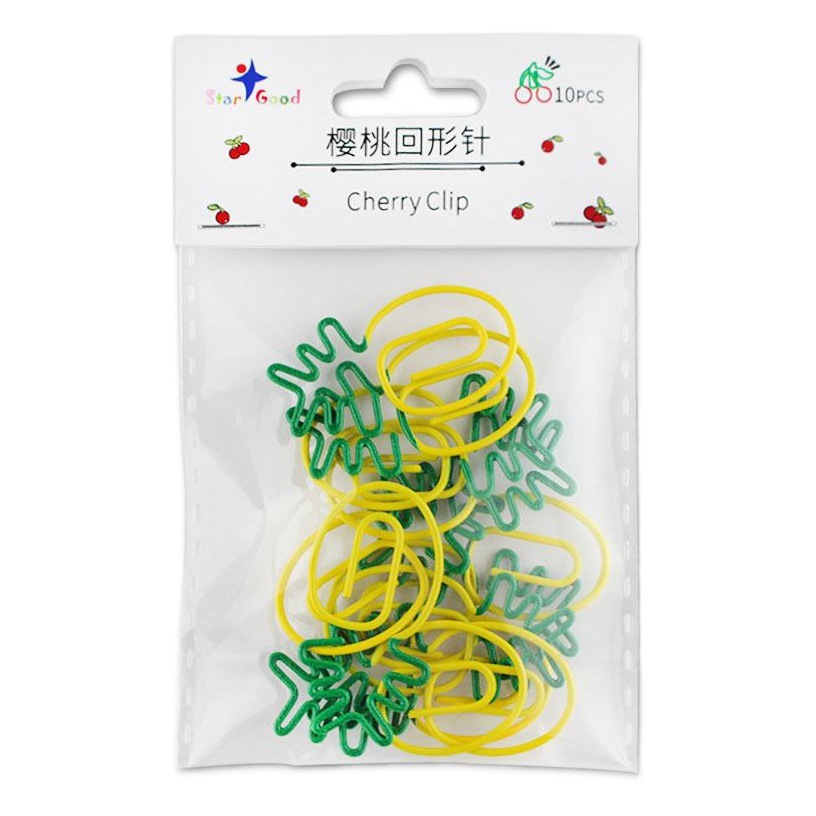 FUENTE Fábrica en stock clasificación de plástico al por mayor Clip de papel de cereza de plástico de dos colores Clip de papel de modelado de almacenamiento de Bill