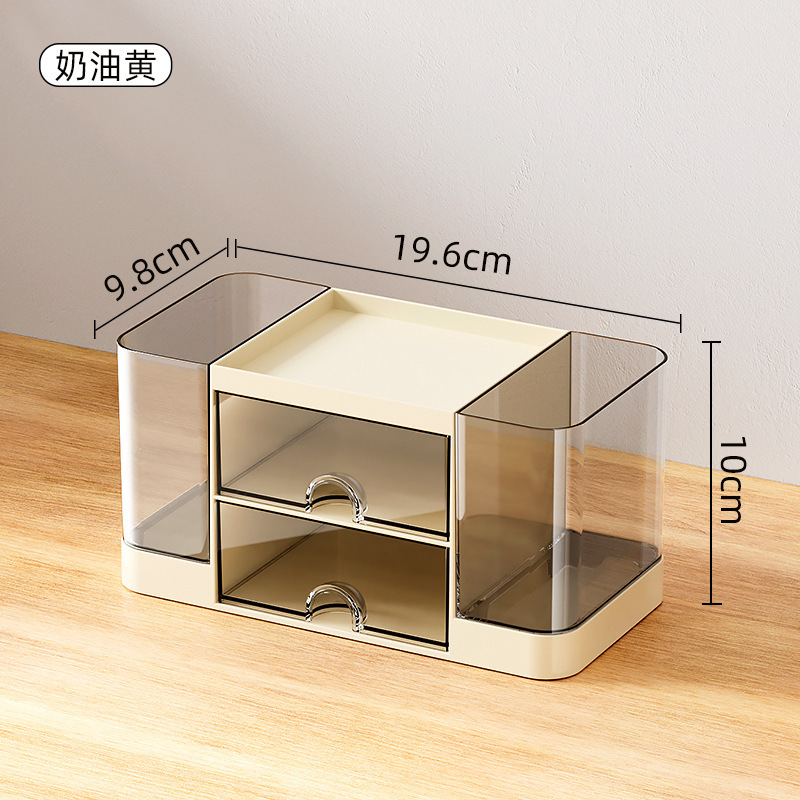 Caja de cajón transparente de la Mesa de plástico, caja de almacenamiento de papelería estudiantil, caja de acabado, Mesa de maquillaje, productos para el cuidado de la piel, caja de acabado