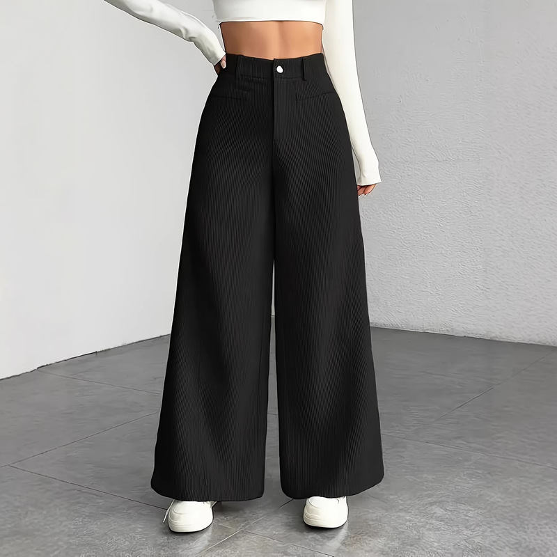 2025 European and American Cross-Border Autumn and Winter New Products Casual High-Waisted Wide-Leg Pants Versatile Workwear Trousers in Stock from the Manufacturer