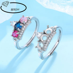 �׽�ɫ�ʹ�Ů��ָ����3��ʯ�Ž���DIY�Ƕ�A��4mm����A�ӷ�925�y